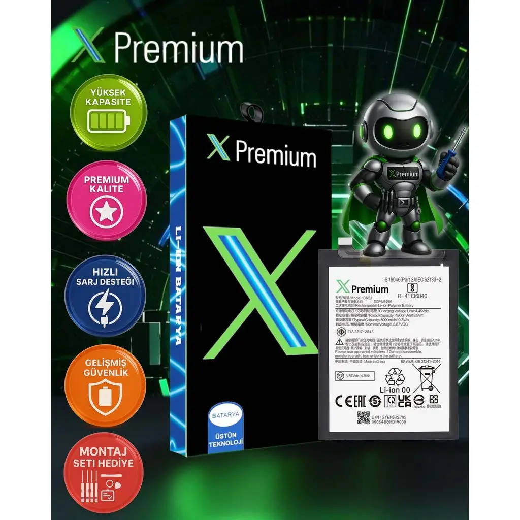 Xpremium Xiaomi Redmi Note 12 5G (BN5J) Batarya – 4900 mAh Süper Yüksek Kapasiteli Güçlendirilmiş Pil