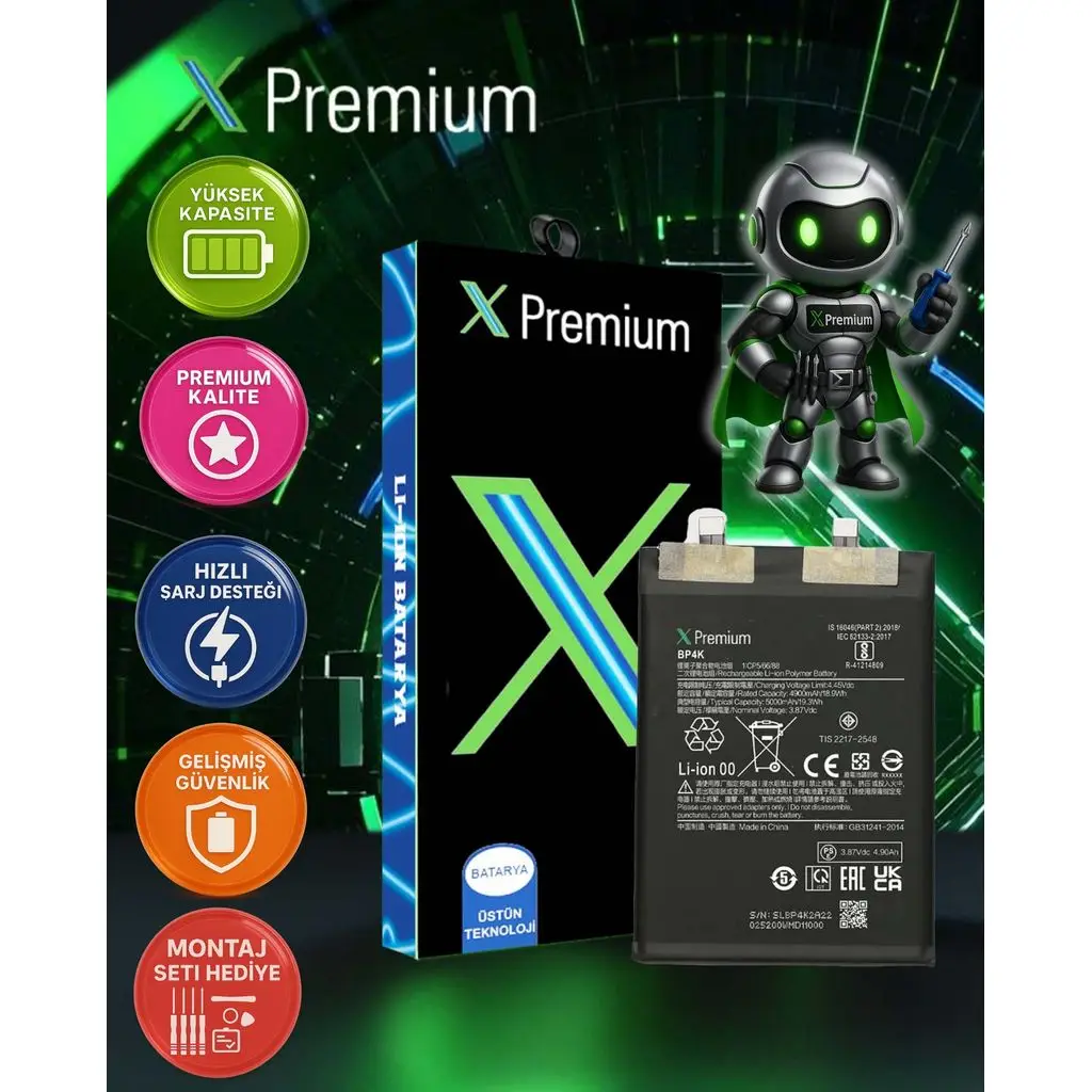 Xpremium Xiaomi Redmi Note 12 Pro Plus 5G (BP4J) Batarya – 4900 mAh Süper Yüksek Kapasiteli Güçlendirilmiş Pil