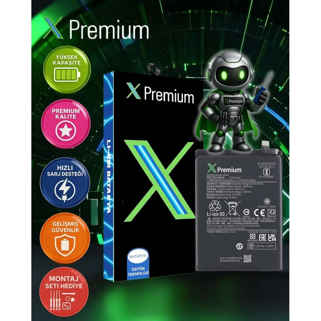 Xpremium Xiaomi Redmi Note 13 5G (BN5P) Batarya – 4900 mAh Süper Yüksek Kapasiteli Güçlendirilmiş Pil