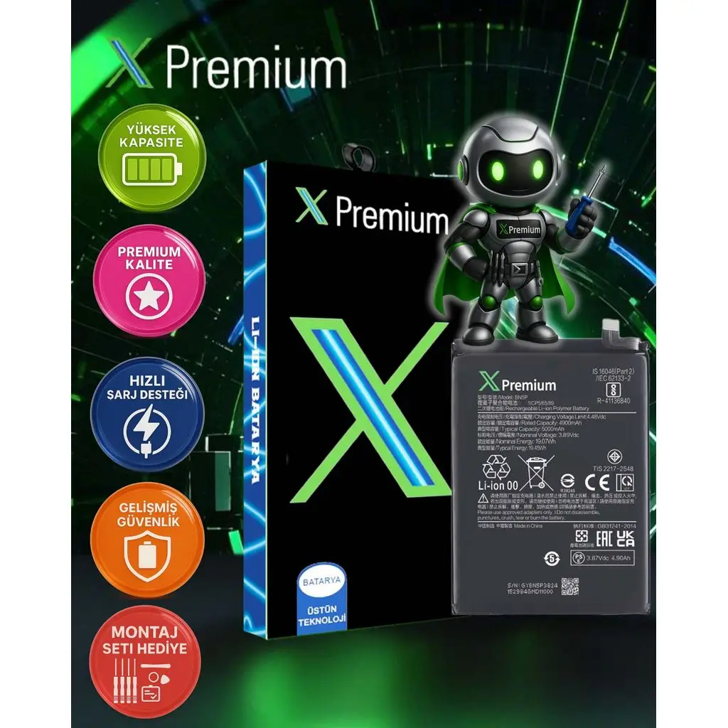 Xpremium Xiaomi Redmi Note 13 5G (BN5P) Batarya – 5000 mAh Süper Yüksek Kapasiteli Güçlendirilmiş Pil