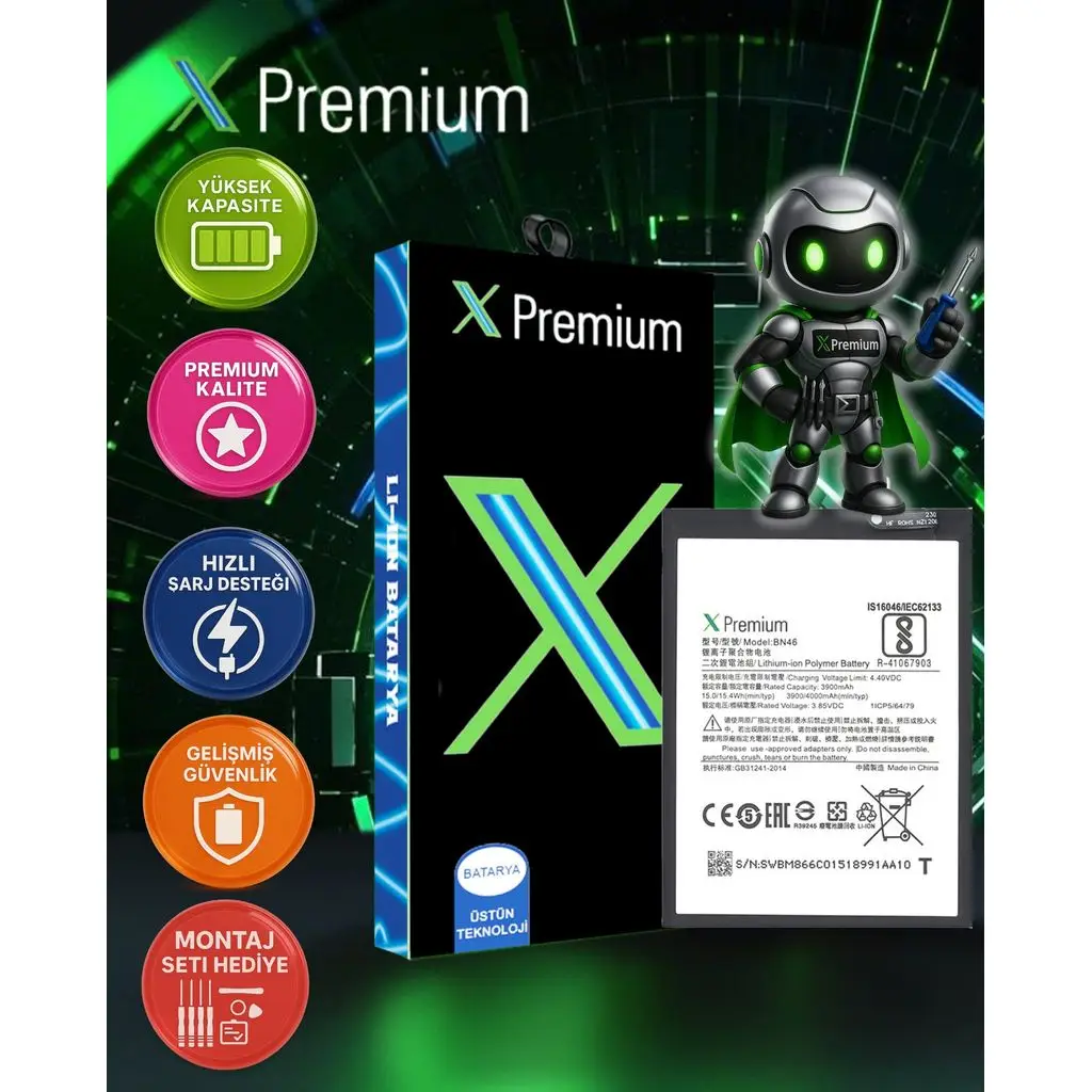 Xpremium Xiaomi Redmi Note 8 / Note 8T / Redmi 7 / Note 6 / Note 6 Pro BN46 Batarya Pil Süper Yüksek Kalite 4000 mAh