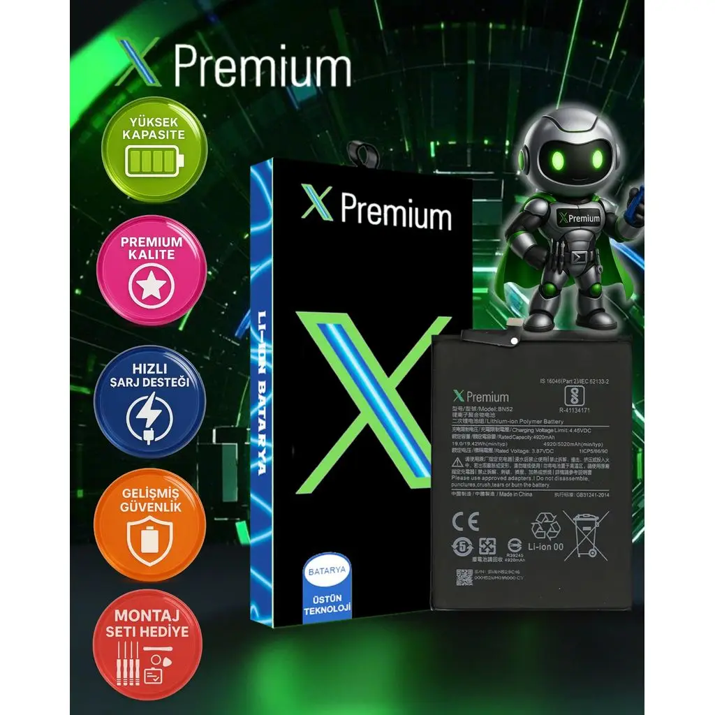 Xpremium Xiaomi Redmi Note 9 Pro BN52 Batarya Pil Süper Yüksek Kalite 5020 mAh